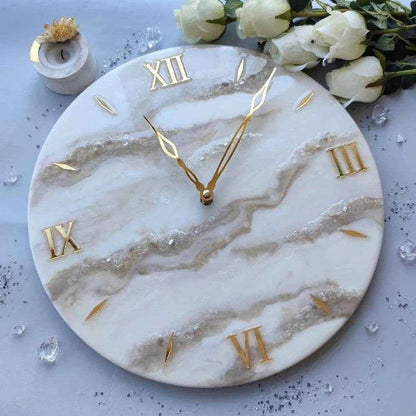 Creamy White Stone Resin Wall Clock | Unique Home Decor - Pacific Resin Art