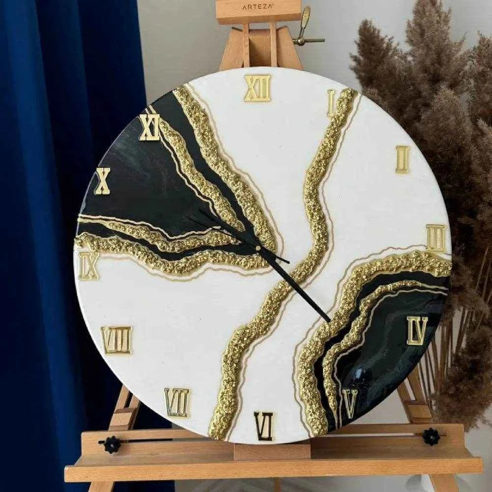 White Geode Resin Wall Clock - Unique Epoxy Home Decor - Pacific Resin Art