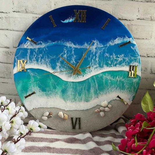 Tsunami Epoxy Resin Wall Clock | Modern Epoxy Art For Decor - Pacific Resin Art