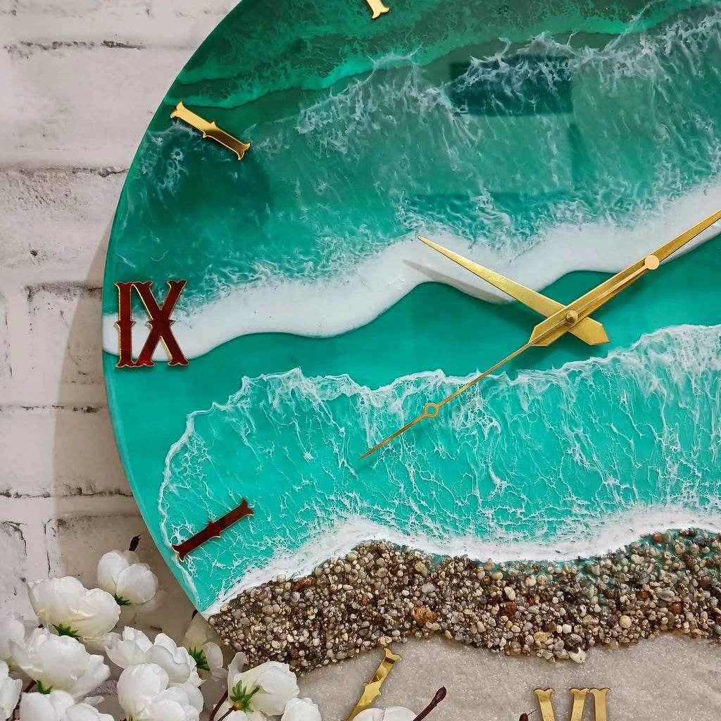 Marine Style Epoxy Resin Wall Clock | Modern Clocks - Pacific Resin Art