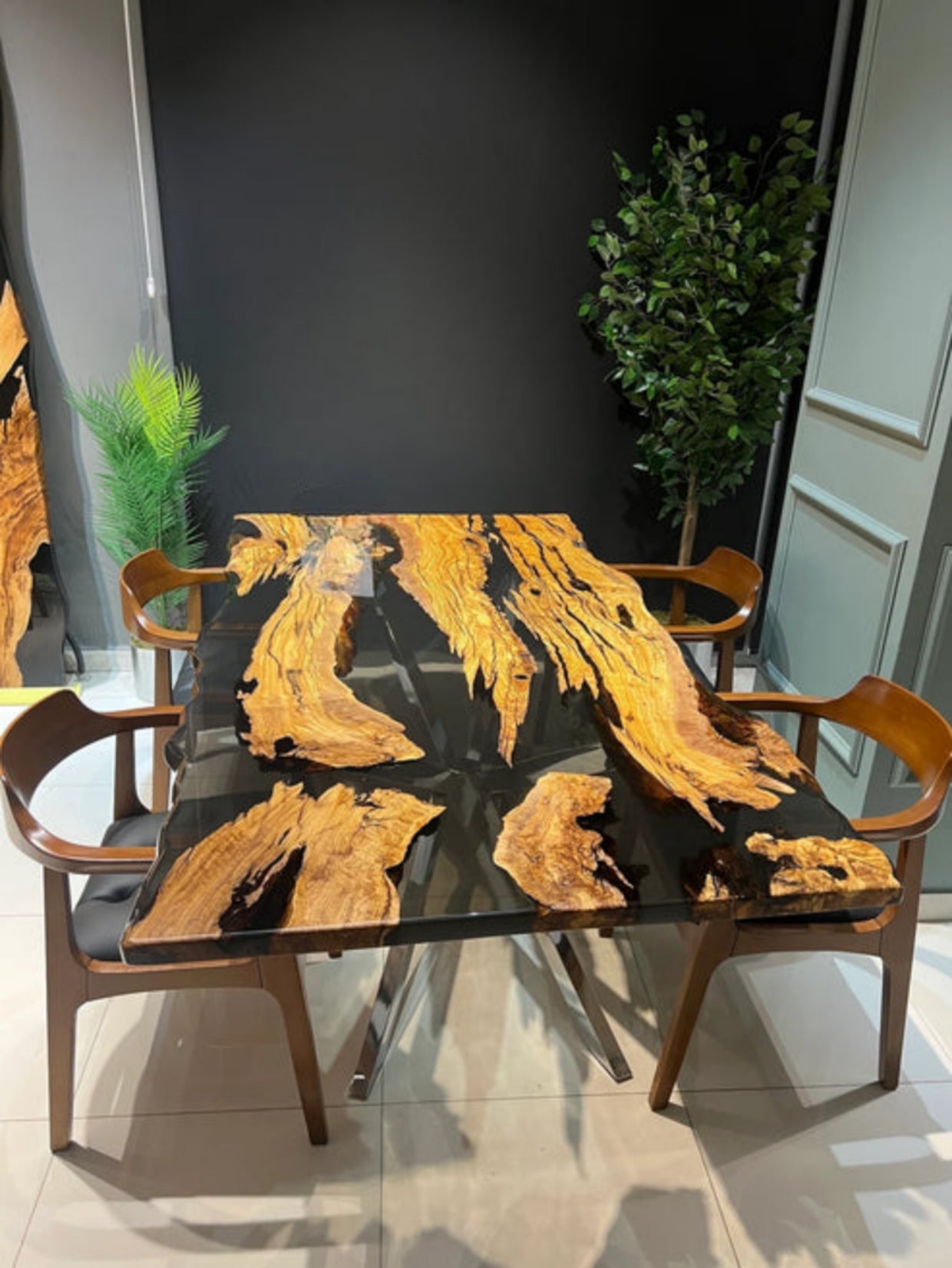 Epoxy resin dining table and office table with chairs for your home interiors 