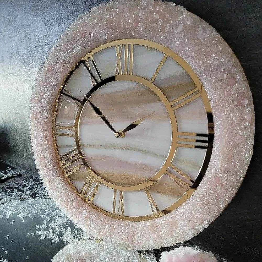 Pink Ring Stone Resin Wall Clock | Luxury Epoxy Art For Decor - Pacific Resin Art