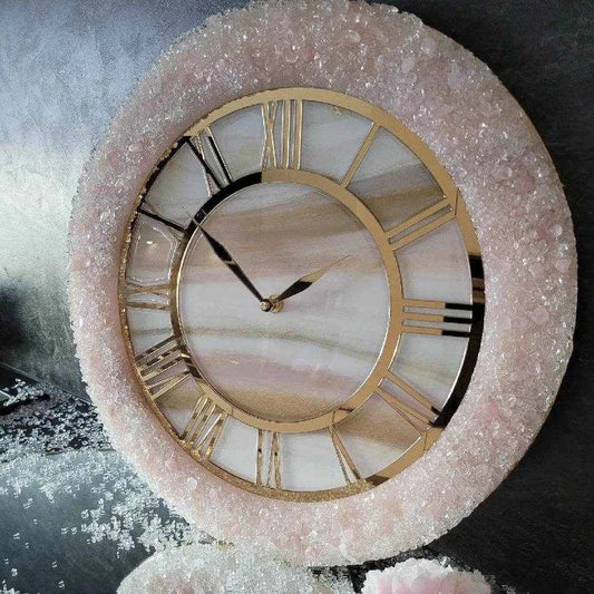Pink Ring Stone Resin Wall Clock | Luxury Epoxy Art For Decor - Pacific Resin Art