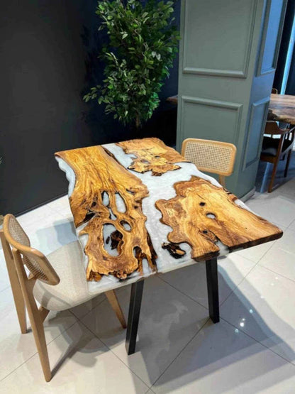 SNOW Wooden Epoxy Resin Dining Table - Pacific Resin Art