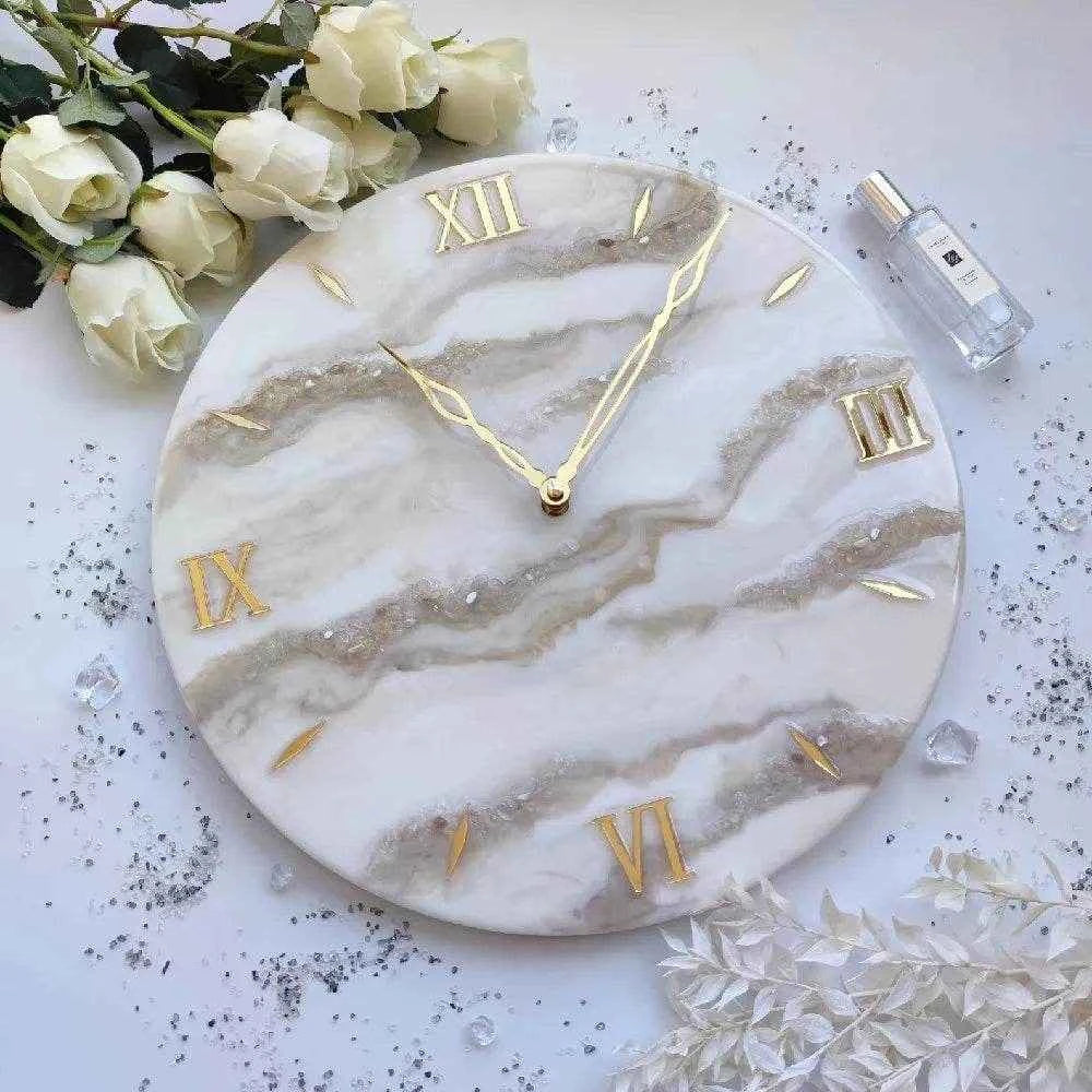 Creamy White Stone Resin Wall Clock | Unique Home Decor - Pacific Resin Art