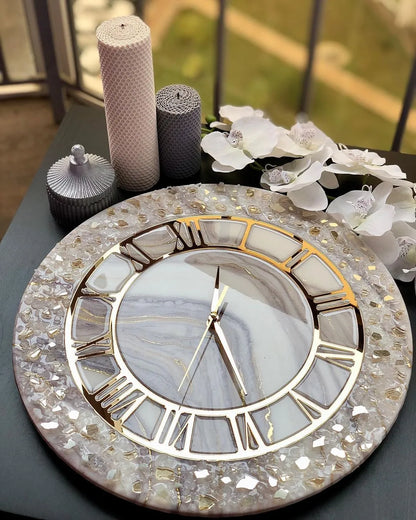 Starlit Bloom Elegant Resin Wall Clock - Pacific Resin Art