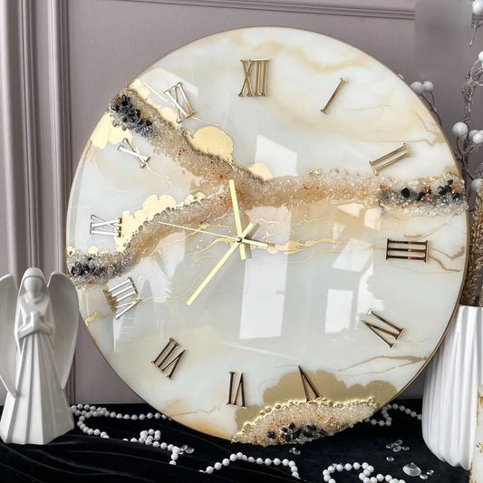 Sapphire Crest Elegant Resin Wall Clock - Pacific Resin Art