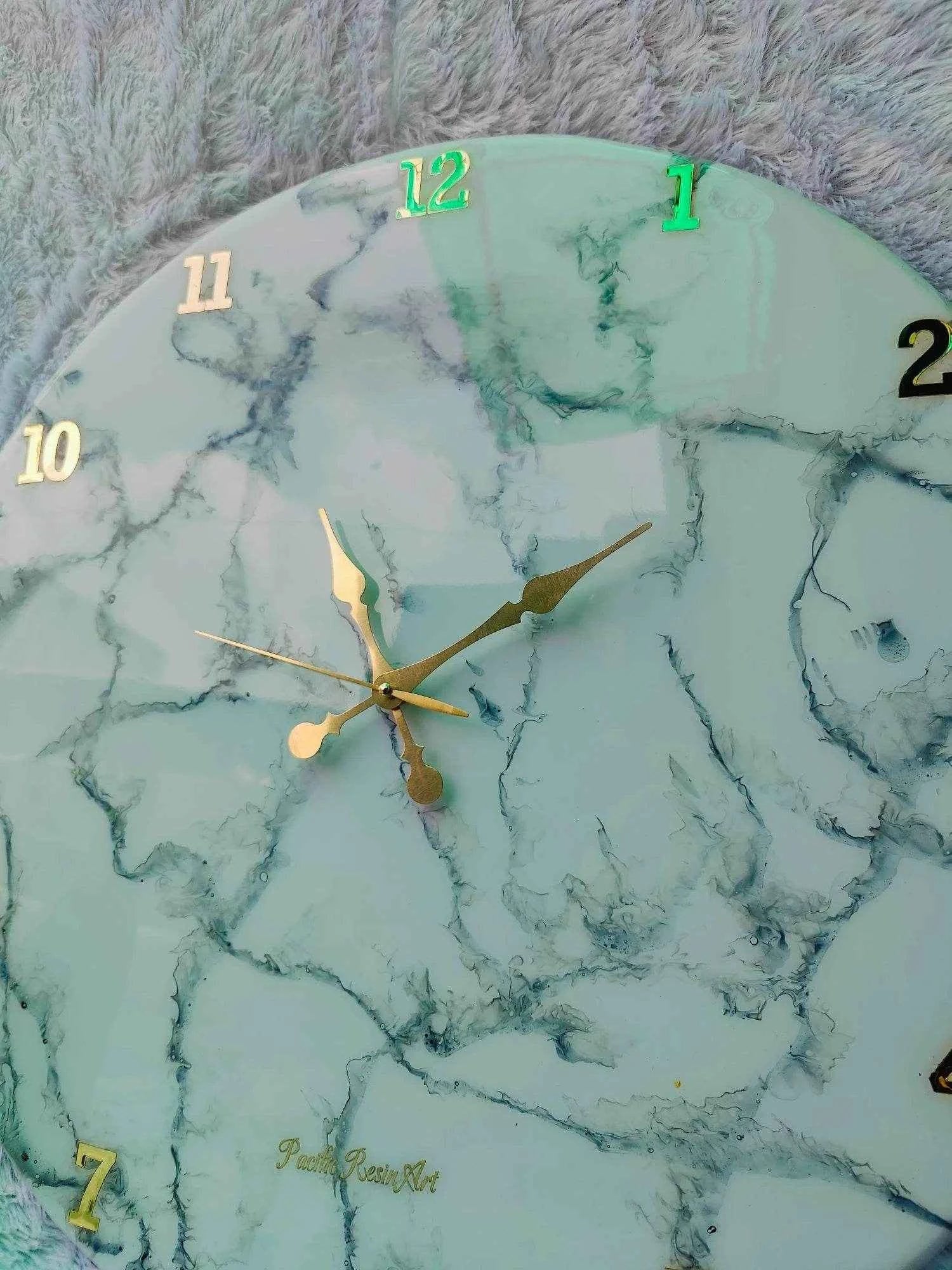 White Tiles Resin Wall Clock | Premium Resin Art Clocks - Pacific Resin Art