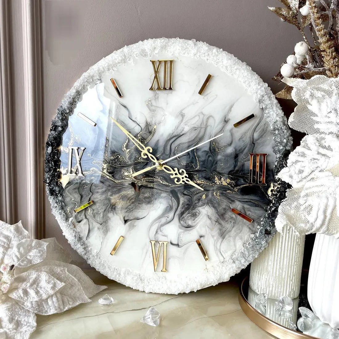 Ember Horizon Elegant Resin Wall Clock - Pacific Resin Art