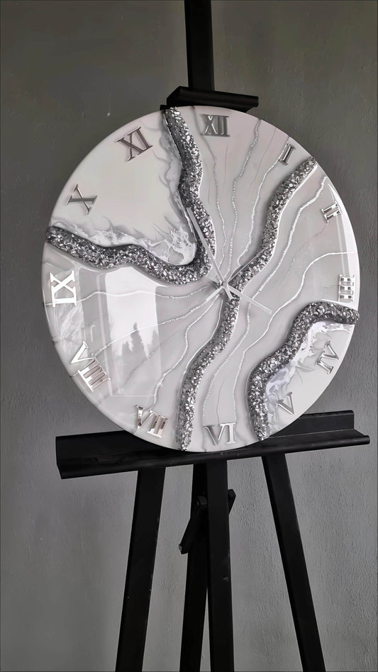 Coastal Pebble Grey Resin Wall Clock - Pacific Resin Art