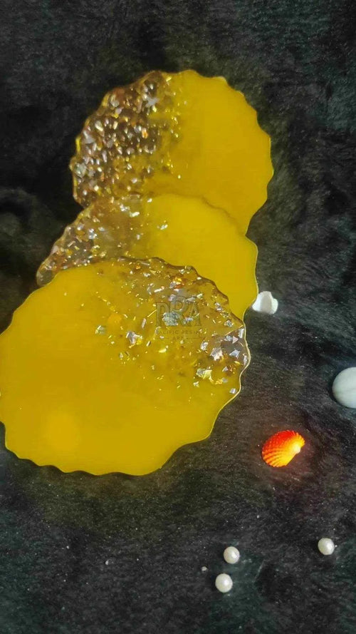 Yellow Coastal Craft Resin Art Coasters | Beautiful Resin tray Coasters - Pacific Resin Art