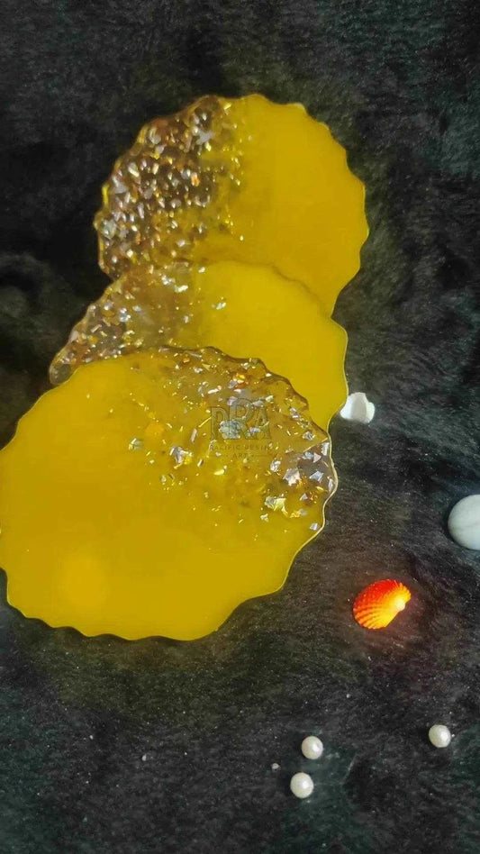 Yellow Coastal Craft Resin Art Coasters | Beautiful Resin tray Coasters - Pacific Resin Art
