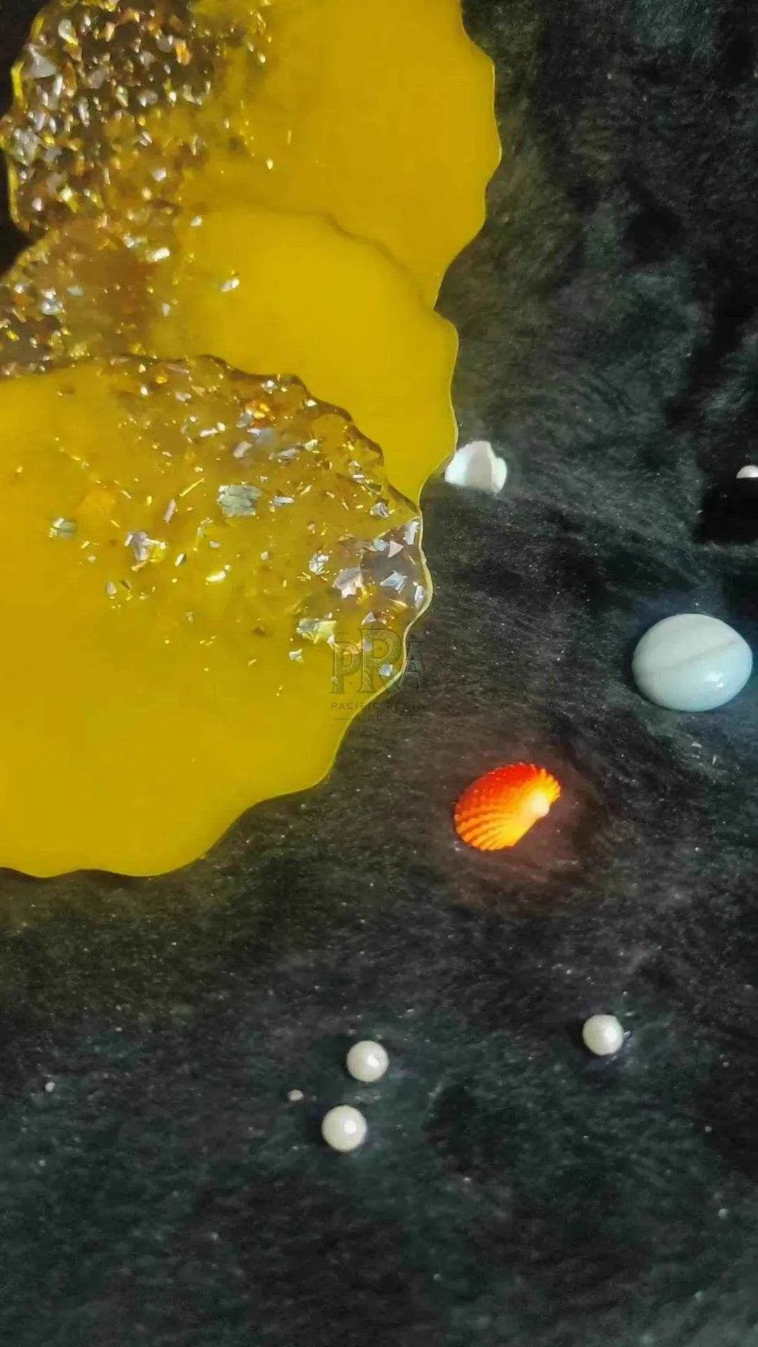 Yellow Coastal Craft Resin Art Coasters | Beautiful Resin tray Coasters - Pacific Resin Art