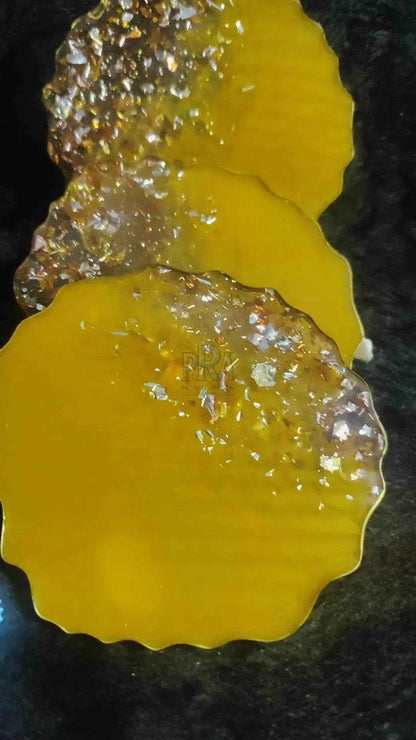 Yellow Coastal Craft Resin Art Coasters | Beautiful Resin tray Coasters - Pacific Resin Art